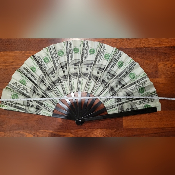 Large Money Print Hand Fan - Picture 2 of 5